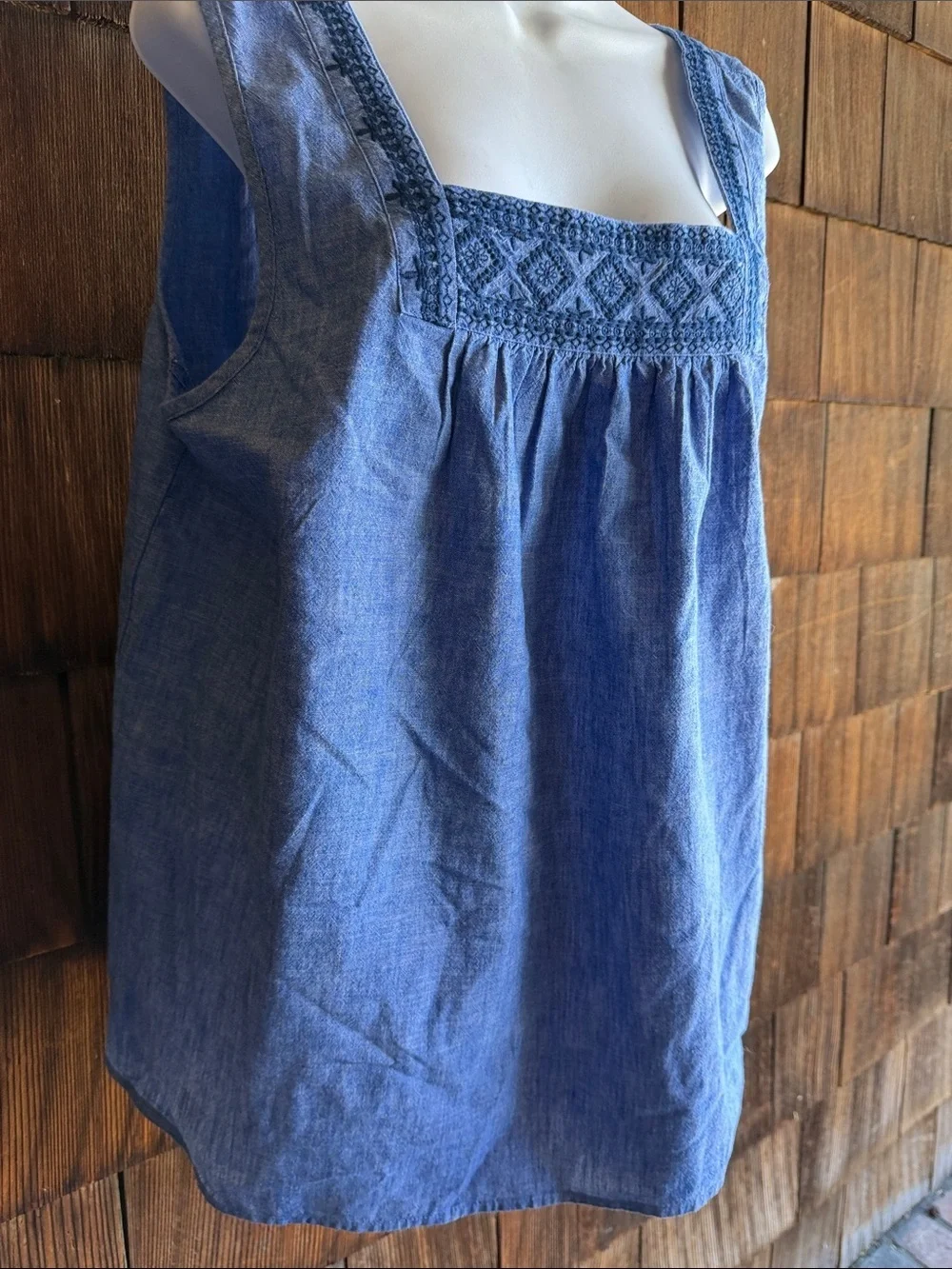 St. John's Bay Blue Embroidered Square-Neck Tank